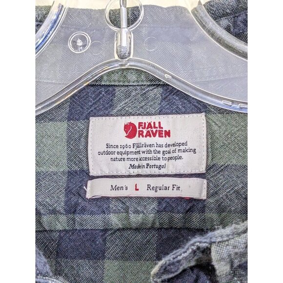 Fjall Raven Shirt Mens L Green Black Ovik Check Durable Hiking Outdoors 81883 - Picture 4 of 6